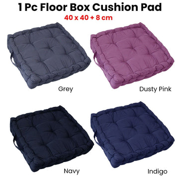1 Pc Floor Box Cushion Pad 40 x 40+ 8 cm Navy - RnR Galore