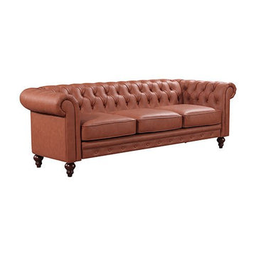 1 Seater 2 Seater 3 Seater Brown Sofa Lounge Set Button Tufted in Faux Leather - RnR Galore