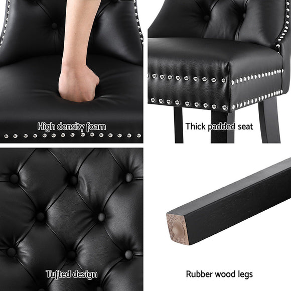 1 Set of 2 Artiss Dining Chairs Black Leather - RnR Galore