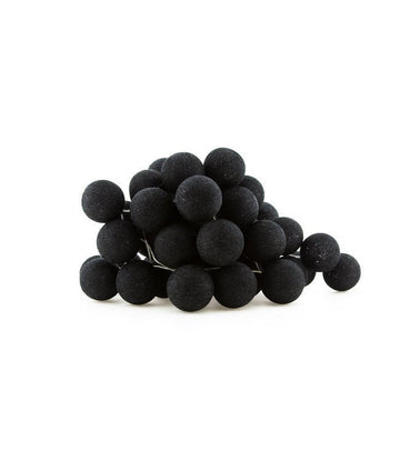 1 Set of 20 LED Black 5cm Cotton Ball Battery Powered String Lights Christmas Gift Home Wedding Party Bedroom Decoration Outdoor Indoor Table Centrepiece - RnR Galore