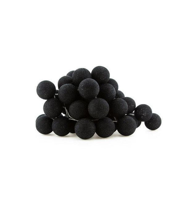 1 Set of 20 LED Black 5cm Cotton Ball Battery Powered String Lights Christmas Gift Home Wedding Party Bedroom Decoration Outdoor Indoor Table Centrepiece - RnR Galore