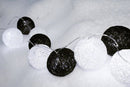 1 Set of 20 LED Black White 5cm Cotton Ball Battery Powered String Lights Xmas Gift Home Wedding Party Bedroom Decoration Outdoor Indoor Table Centrepiece - RnR Galore