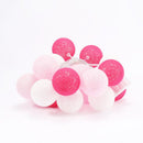 1 Set of 20 LED Pink 5cm Cotton Ball Battery Powered String Lights Christmas Gift Home Wedding Party Girl Bedroom Decoration Outdoor Indoor Table - RnR Galore