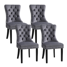 1 Set of 4 Artiss Dining Chairs Grey Velvet - RnR Galore