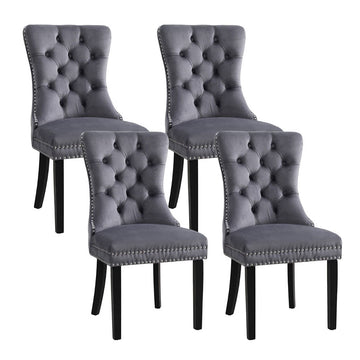 1 Set of 4 Artiss Dining Chairs Grey Velvet - RnR Galore