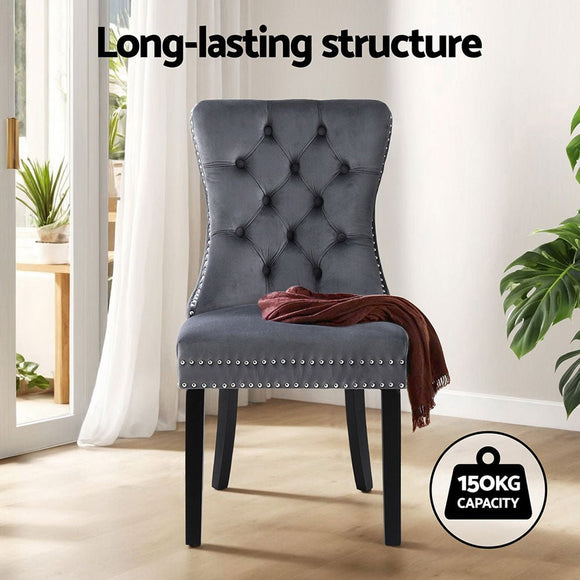 1 Set of 4 Artiss Dining Chairs Grey Velvet - RnR Galore