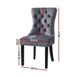 1 Set of 4 Artiss Dining Chairs Grey Velvet - RnR Galore