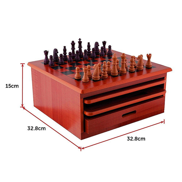 10 in 1 Wooden Chess Board Games Slide Out Checkers House Unit Set - RnR Galore