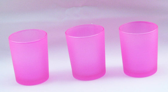 10 Pack Pink Frosted Glass Votive Tealight Candle Holders House Party Centerpiece Xmas Wedding Decor Glass Candlestick Party Decorations Bridal Valentines Event - RnR Galore