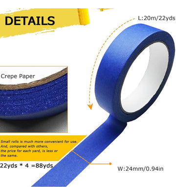 (10 - Pack) Professional Blue Painter's Tape - 14 - Day Clean Removal, UV Resistant for Crisp Paint Lines - RnR Galore