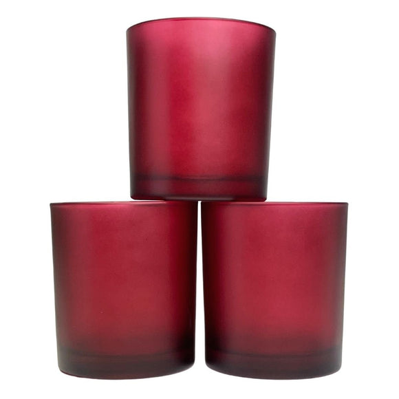 10 Pack Red Frosted Glass Votive Tealight Candle Holders Valentines Day Xmas Wedding Decor Glass Candlestick Party Decorations Bridal Baby Shower Event - RnR Galore
