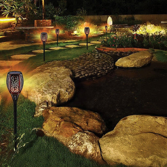10 Pack Solar Torch Lights 96 LED Flickering Lighting Dancing Flame Garden Lamp - RnR Galore