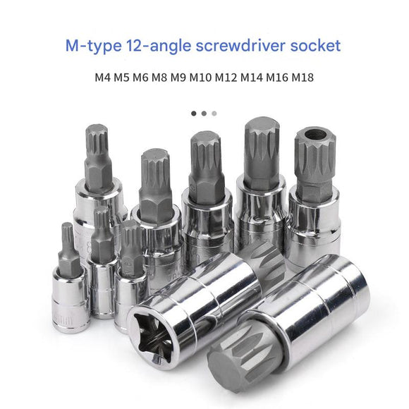 10 - Piece M - Type Spline Bit Socket Set - Chrome Steel, Polished & Quenched for Durability with Storage Case(blue) - RnR Galore