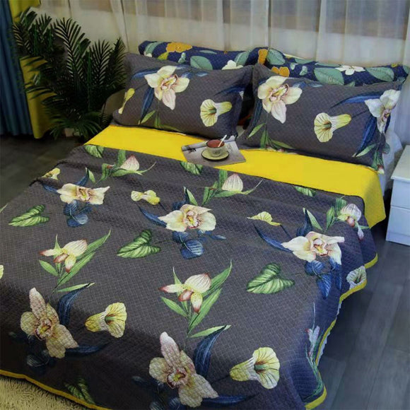 100% Cotton Coverlet Set Embroidered Orchid Queen - RnR Galore