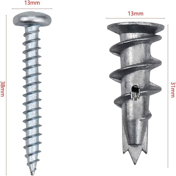 100 pcs Zinc Alloy Expansion Screw Set Combination 50 pcs Screws And 50 pcs Anchors - Metal Self - Drilling - For - RnR Galore