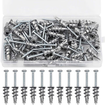 100 pcs Zinc Alloy Expansion Screw Set Combination 50 pcs Screws And 50 pcs Anchors - Metal Self - Drilling - For - RnR Galore