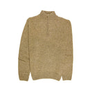 100% SHETLAND RAGG WOOL Half Zip Up Knit JUMPER Pullover Mens Sweater Knitted - Nutmeg - M - RnR Galore