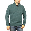 100% SHETLAND RAGG WOOL Half Zip Up Knit JUMPER Pullover Mens Sweater Knitted - Sherwood - XL - RnR Galore