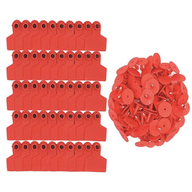 100x Cattle Ear Tags Set - 6x7cm Medium Red Blank Cow Pig Sheep Livestock Label - RnR Galore
