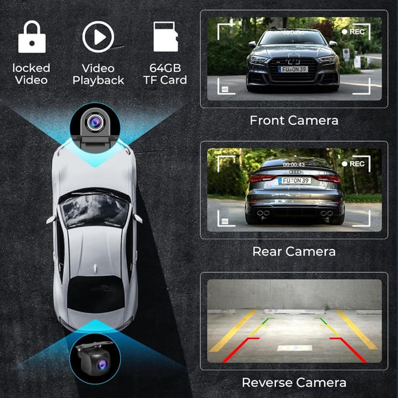 10.26" 4K Dash Cam Car Stereo For Apple Carplay & Android Auto GPS Rear Camera - RnR Galore