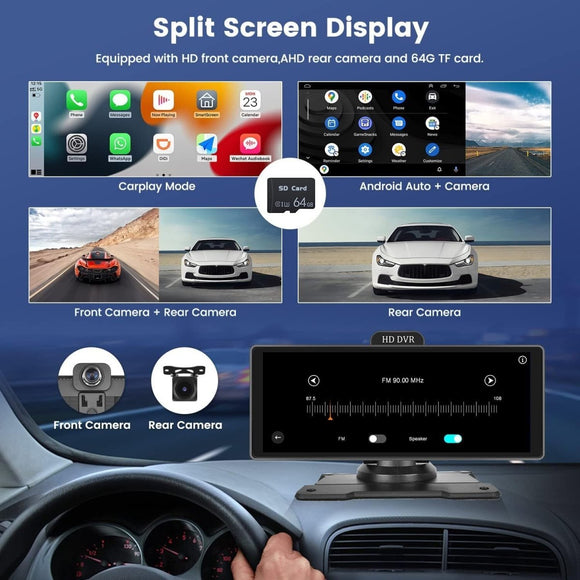 10.26" 4K Dash Cam Car Stereo For Apple Carplay & Android Auto GPS Rear Camera - RnR Galore