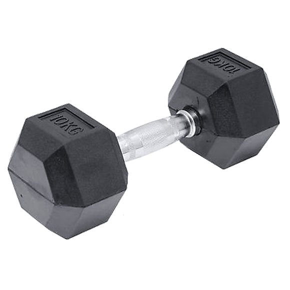 10KG Commercial Rubber Hex Dumbbell Gym Weight - RnR Galore