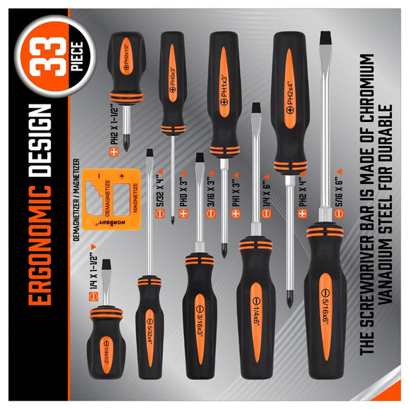 10Pcs Magnetic Screwdriver Set Phillips Slotted Magnetizer Non - Slip Handle Tool - RnR Galore