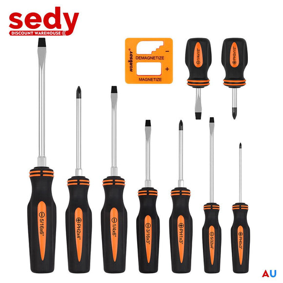 10Pcs Magnetic Screwdriver Set Phillips Slotted Magnetizer Non - Slip Handle Tool - RnR Galore