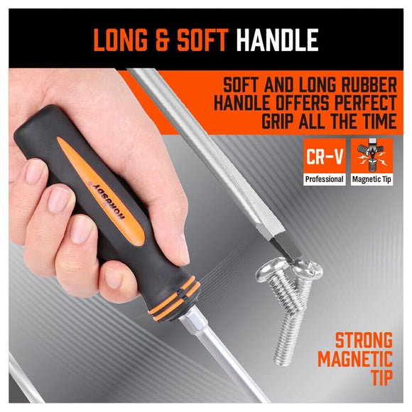 10Pcs Magnetic Screwdriver Set Phillips Slotted Magnetizer Non - Slip Handle Tool - RnR Galore