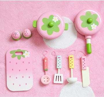 11 Pieces Kids Wooden Kitchen Play Set - RnR Galore