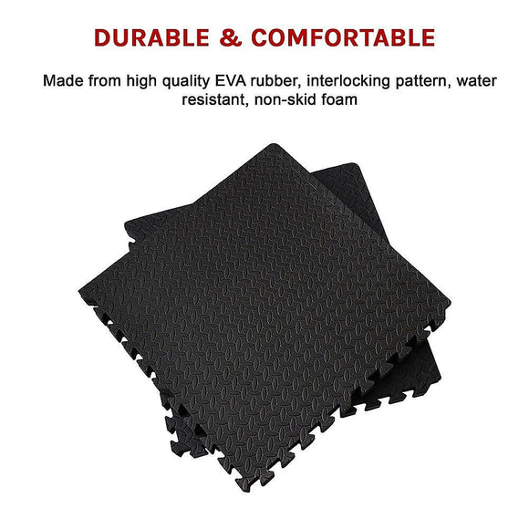 12 Tiles EVA Rubber Foam Gym Mat 60x60cm – 2.5cm Thick Fitness Flooring Set - RnR Galore
