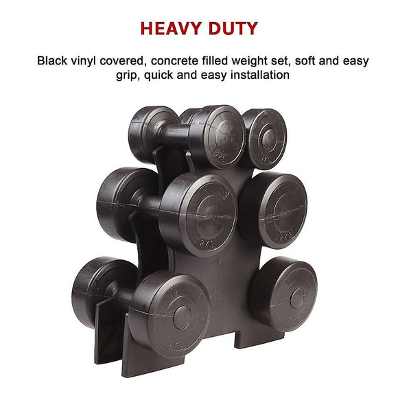 12kg Dumbbell Weights Set with Rack for Home Gym Training - RnR Galore