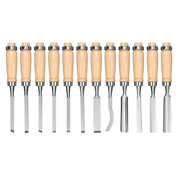 12Pc Wood Carving Chisel Set Knife High Carbon Steel Woodworking Rolling Pouch - RnR Galore