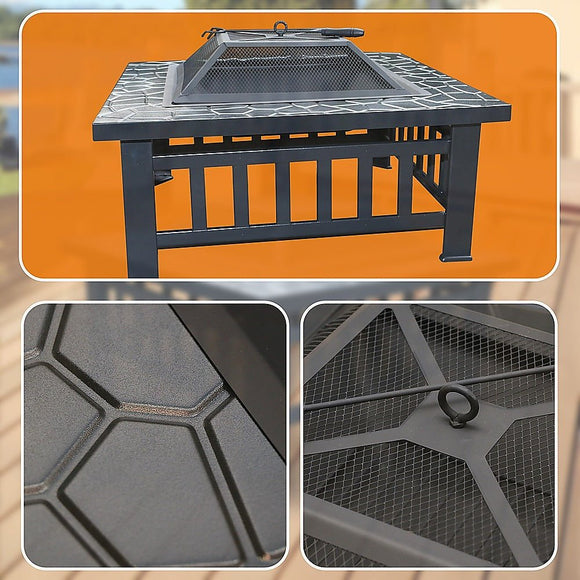 18" Square Metal Fire Pit Outdoor Heater - RnR Galore