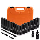 19Pc Deep Socket Set Impact 1/2" Drive Extension Bars Flexible Adapter 10 - 24mm - RnR Galore