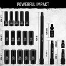 19Pc Deep Socket Set Impact 1/2" Drive Extension Bars Flexible Adapter 10 - 24mm - RnR Galore