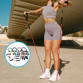 19PC Resistance Exercise Fitness Bands Tubes Kit Yoga Set - RnR Galore