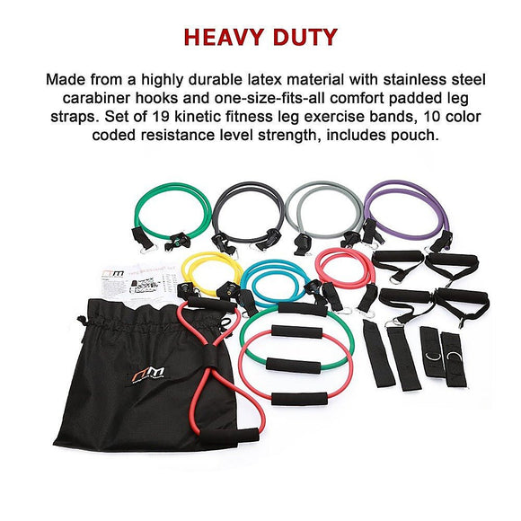 19PC Resistance Exercise Fitness Bands Tubes Kit Yoga Set - RnR Galore