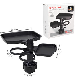 2 - in - 1 Car Rotating Dinner Tray & Double Cup Holder with Secure Phone Mount - Car Cup Slot Swivel Expander and Snacks & Drinks Organizer - RnR Galore