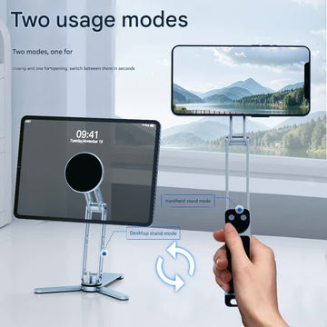 2 - in - 1 Magnetic Folding Stand for Phones & Tablets - Adjustable Aluminum Desktop & Handheld Holder(silver) - RnR Galore