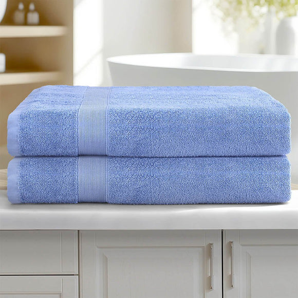 2 Pack Bath Sheets Set Cotton Extra Large Towel Blue - RnR Galore