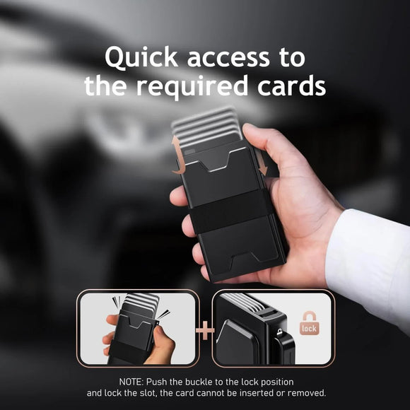 2 - Pack Black Metal Thin Slim Men Women Pop Up Wallet (10.1 x 6.9 x 1.7 cm) - RFID Anti - theft Card Holder with box - RnR Galore