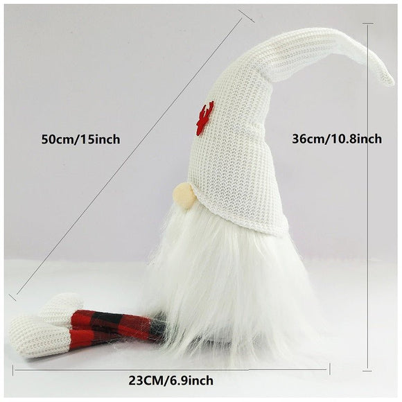 2 - Pack Christmas Gnome Decorations - Red & White Long Leg Faceless Santa Elf Plush Ornaments - RnR Galore
