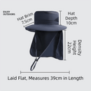 2 - Pack Dark Grey Men's Adjustable Sun Protection Hat - Wide Brim, Deep Crown, Quick Dry Breathable Sun Cap with Neck Flap for Hiking & Outdoors - RnR Galore