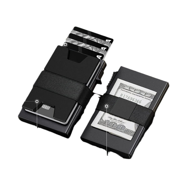 2 - Pack Grey Metal Thin Slim Men Women Pop Up Wallet (10.1 x 6.9 x 1.7 cm) - RFID Anti - theft Card Holder with box - RnR Galore