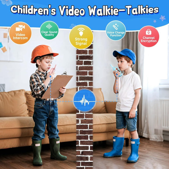 2 - Pack Mini Wireless Video Intercom Set for Children(Blue) - Educational and Interactive Walkie Talkie Toy for Playtime