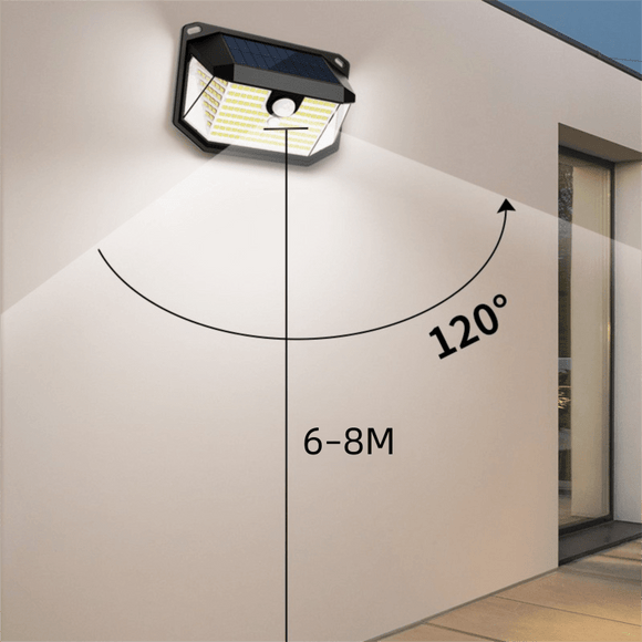 2 - Pack Solar Motion Sensor Wall Light(178 - Bead LED) - 3 Lighting Modes, IP64 Waterproof, Three - Sided Wide - Angle Lighting for Outdoor Security and Garden Lighting - RnR Galore