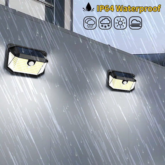 2 - Pack Solar Motion Sensor Wall Light(388 - Bead LED) - 3 Lighting Modes, IP64 Waterproof, Three - Sided Wide - Angle Lighting for Outdoor Security and Garden Lighting - RnR Galore
