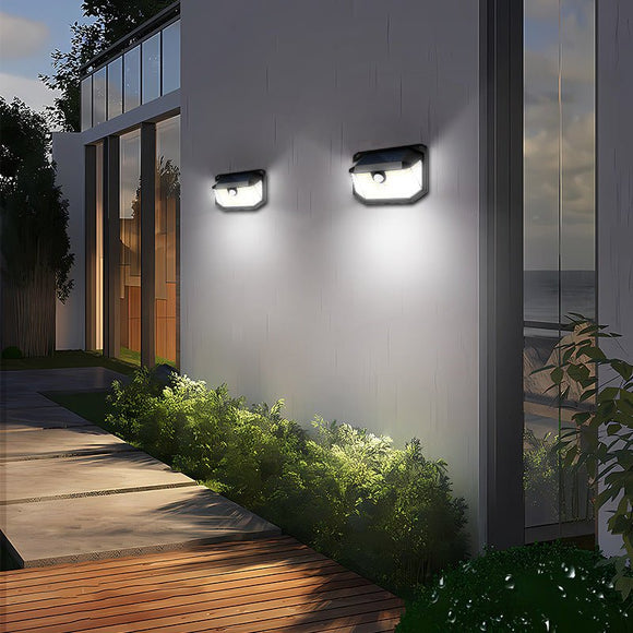 2 - Pack Solar Motion Sensor Wall Light(416 - Bead LED) - 3 Lighting Modes, IP64 Waterproof, Three - Sided Wide - Angle Lighting for Outdoor Security and Garden Lighting - RnR Galore