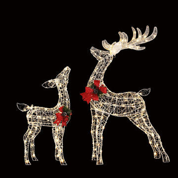 2 PCS Christmas Lights 170 LED Fairy Light Reindeer Decorations Jingle Jollys - RnR Galore